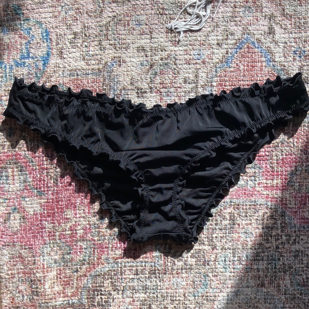 Black Ruched Bikini Bottoms